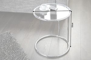 Design Beistelltisch ART DECO 55cm chrom Glas Wohnzimmertisch
