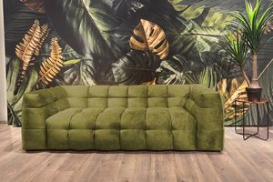 KAWOLA Sofa Velvet versch. Größen und versch. Farben ROSARIO moosgrün,  4-Sitzer
