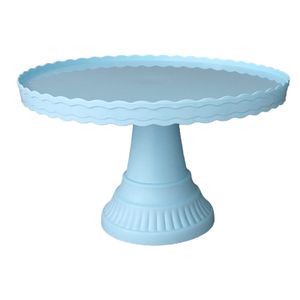 Kuchenständer stabiler nicht rutscher Plastikwellen-Design-Dessert-Display-Teller für Hochzeit-Blau