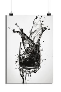 Schwarz-Weißes Poster - Whiskyglas Poster - Schwarz-Weißes Whiskyglas Poster - 51x71cm - Perfekt zum Einrahmen