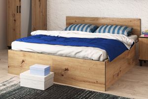 Doppelbett Holzbett Vanessa Bett mit Lattenrost Jugendbett Doppelbett ohne Matratze Bettkasten Eiche Artisan