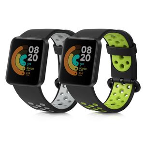 kwmobile 2x Sportarmband kompatibel mit Xiaomi Mi Watch Lite / Redmi Watch Armband - Fitnesstracker Band Set aus TPU Silikon in Schwarz Grün Schwarz Grau