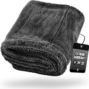 Nuke Guys Gamma Dryer XXL | Ultra saugstarkes Trockentuch 1400 GSM in Grau 50x80cm | Fusselfrei, abgerundete sanfte Fasern, kratzerfrei, extra groß | Premium Mikrofasertuch für Auto Motorrad Fahrrad