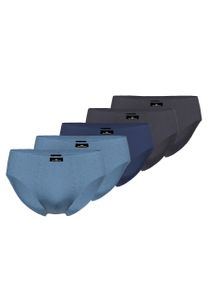 Götzburg Herren Briefs 5er Pack - Single Jersey, Unterwäsche Set, Cotton Stretch Blau/Grau XXL
