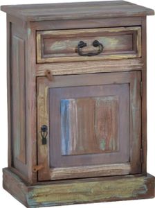 MiaMöbel Nachttisch Cancun 49x70x35 cm Shabby Chic Massivholz Pinie Bunt