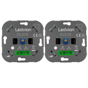 Ledvion LED Duo Dimmer Für Zwei5-250 Watt, 220-240V, Phasenabschnitt Universal, Drehdimmer Unterputz Dimmschalter Für Dimmbare LEDs, LED 2-250 Watt, Lampen von 0 auf 100% dimmen