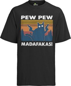 Retro PEW PEW MADAFAKAS - Vtipná mačka Oldschool Funny Cats Pánske organické tričko