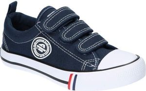 AMERICAN CLUB LH33 Original Kinder Schuhe Sneaker, Turnschuhe mit Klettverschluss luftige, Canvas-Sneaker, Marineblaue 35