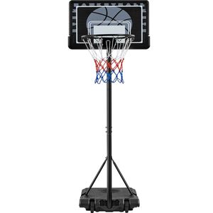 Yaheetech Basketballständer Höheverstellbare Basketballkörbe mit Rollen Tragbare Basketballanlage Standfuß mit Wasser oder Sand befüllbar Korbanlage für Indoor/Outdoor 75,5 × 56,5 × 219-249 cm