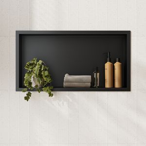 SONNI Duschnische 60x30x10cm schwarzes Unterputz-Nischenregal aus Edelstahl