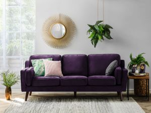 Sofa Violett Samtstoff 3-Sitzer Retro Minimalistisch Wohnzimmer