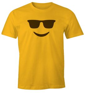 Herren T-Shirt Emoticon Gruppenkostüm Fasching Karneval Junggesellenabschied JGA lustig Fun-Shirt Moonworks® Sonnenbrille gelb L