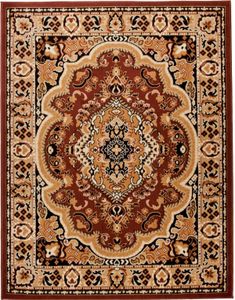 Teppich Wohnzimmer Kurzflor Orient Orientalisch Muster Braun 200 x 300 cm ( e951a-brown )