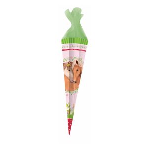 TRÖTSCH Schultüte 50 cm Pferde rosa grün Zuckertüte eckig