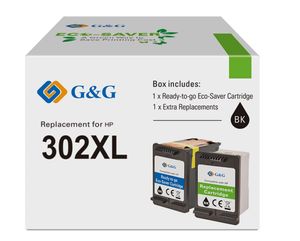 G&G 302 XL Kompatibel für HP 302XL Reman Tintenpatronen (Packung mit 2 schwarzen) Patronen.