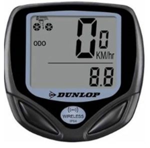 Dunlop Fahrradcomputer - 14 Funktionen - Einfache Montage - Spritzwassergeschützt - Schwarz