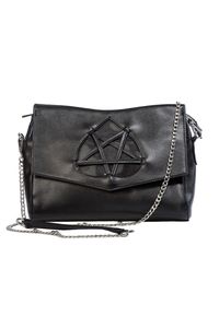 Banned Alternative Schultertasche Flash Of Twilight Pentagramm Herz Crossbody Bag mit Kette