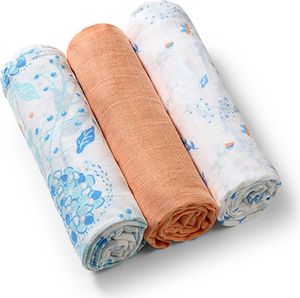BABYONO | Mullwindeln 3er Set - 70x70 cm - Orange - Super weich und multifunktional