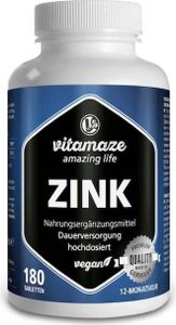 Zink 25 mg hochdosiert vegan Tabletten 180 St