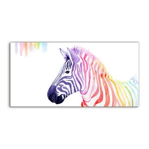 Coloray Canvas 100x50  Wandbild Leinwand Bilder Tierischen Regenbogen Zebras