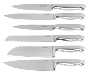 NIROSTA Star-Messer-Set, Verschiedene Messer mit Funktionsteil aus japanischem Edelstahl, Premium-Messer mit handlichem Griff, hochwertige Messer für jeden Anlass (Farbe: Silber), Menge: 1 x 6er Set