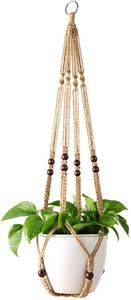 Blumenampel Makramee Pflanzenhalter Makramee Hänger Baumwolle Pflanzhänger Blumenhänger Topfhänger Blumentopfhänger 105cm, 4 Beine Brown