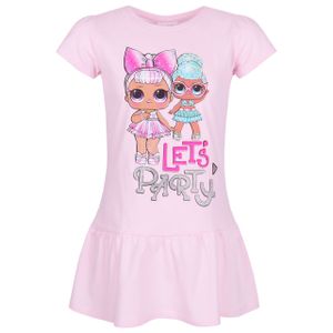 Hellpinkes Mädchenkleid Sommerkleid mit Rüsche kurze Ärmel kinderhautfreundliche Baumwolle süß LOL Surprise Püppchen 4 Jahre
