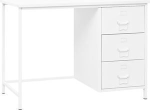 Biurko w stylu industrialnym z szufladami białe 105x52x75 cm