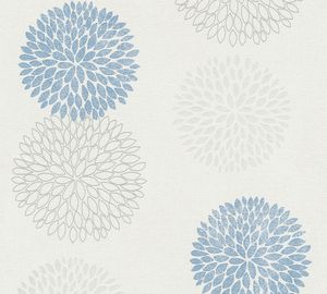 A.S. Création Blumentapete Blooming grafische Tapete Vliestapete mit Glitzereffekt blau grau weiß 10,05 m x 0,53 m A.S. Création Blumentapete Blooming grafische Tapete Vliestapete mit Glitzereffekt blau grau weiß 10,05 m x 0,53 m