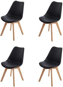 H.J WeDoo 4er Set Esszimmerstühle mit Massivholz Eiche Bein, Küchenstühle-schwarz