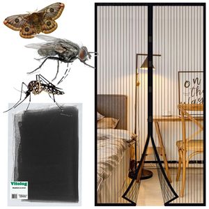 Moskitonetz Insektenschutz Fliegengitter Magnetisch | Schwarz, 100 x 210 cm | für Fenster, Flügeltüren, Schiebetüren und Autos
