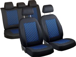 Autositzbezüge Universal Schonbezüge für SKODA OCTAVIA Ischwarze, blaue 3D-Pyramiden [251]