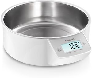 SENCOR SKS 4030WH Kuchyňská váha, váživost 5 kg, nerezová vyjímatelná miska, velký LCD displej, dotykové ovládací, bílá