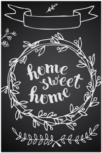 Wallario Poster - Home sweet Home  Weiß auf Schwarz, Kunstdruck Größe: 100 x 150 cm