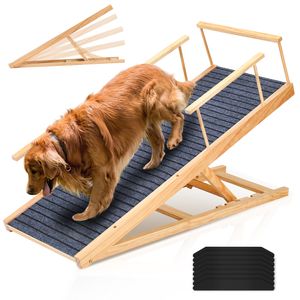 Hunderampe - Hundetreppe für kleine Hunde und große Hunde - Einstellbar 6 - 63.5 cm - Für Bett Sofa - Landeplattform schließt nahtlos an - Ram