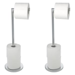 Stand Toilettenpapierhalter 2 in 1 Edelstahl Glänzend, 2er Set
