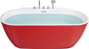 BELIANI Wanna wolnostojąca czerwona akrylowa 170 x 80 cm system owalna minimalistyczny design