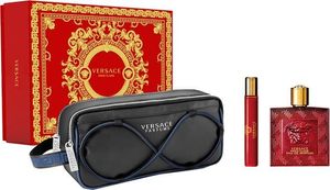 Versace Eros Flame Gift Set - 100 ml woda perfumowana w sprayu + 10 ml woda perfumowana w sprayu + kosmetyczka - zestaw upominkowy dla mężczyzn