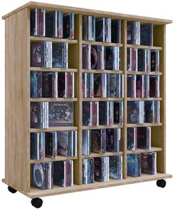 VCM Holz CD DVD Stand Regal Schrank Aufbewahrung Standregal Raumteiler Luxor Glastür