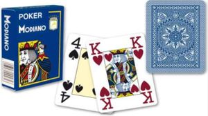 Modiano Pokerkarten Dunkelblau 100% plast 4 Large Index