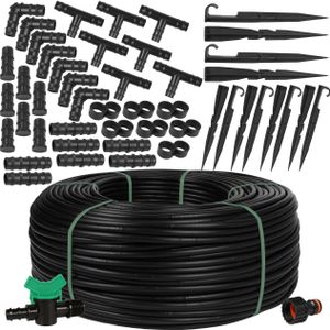 Schwarze Tropfleitung Tropfschlauch Tropfbewässerung 16mm/1,6 LPH  EU 100m+Zubehör