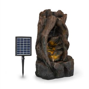Blumfeldt Magic Tree Solarbrunnen ,inkl. Solarpanel ,Leistung: 2,8 Watt ,Lithium-Ionen-Batterie (ca. 5h Laufzeit) ,LED-Beleuchtung ,Material: Polyresin ,frostbeständig ,für drinnen und draußen geeignet ,Holzoptik
