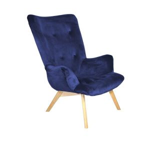 Skandinavischer Sessel Intromit Angel XL Marineblau - Ohrensessel, Ohrensessel Wohnzimmer, Loungesessel - Samtstoff, Hohe Rückenlehne, Elegantes Design