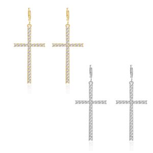 2 Paar Kreuz-Perlen-Strass-Ohrringe, Baumelnde Spike-Kreuz-Anfangsohrringe, Einfacher Schmuck,