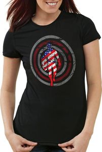 style3 Captain USA Damen T-Shirt, Farbe:Schwarz, Größe:M
