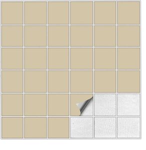 Kiwistar Fliesenaufkleber Beige Seidenmatt - 15 x 20 cm - 1 Stück - Klebefliesen Fliesenmuster Stickerfliesen Wandfliesen überkleben