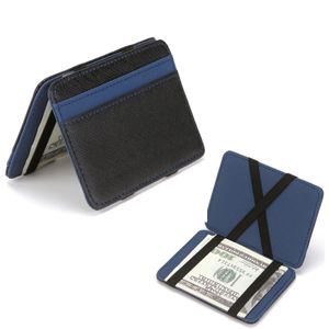 Mini Geldbörse, Mini Portemonnaie, Leder Magic Wallet Münzfach Schlanke Magische Männliche Brieftasche Kredit Bankkartenetui (Blau)