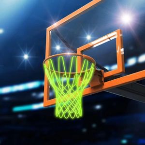 Basketball Netze Leuchtendes 12 Schlaufen Night Light Basketball Net für Outdoor und Indoor, 1 Stück Standardgröße,Tragbar und Faltbar, Nylon