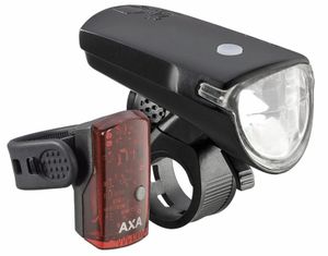 AXA Akku-Scheinwerfer 'GreenLine 40 Set', LED, mit Rücklicht, USB-Kabel, schwarz (1 Set)