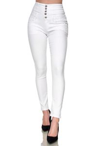 Elara Damen Jeans Stretch Skinny High Waist EL60-9 Weiss-38 (M)